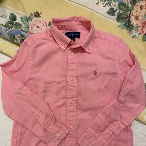 Ralph Lauren BOY Slub Linen-Cotton (Long Sleeves) Shirt - SPRING PINK - Size 7